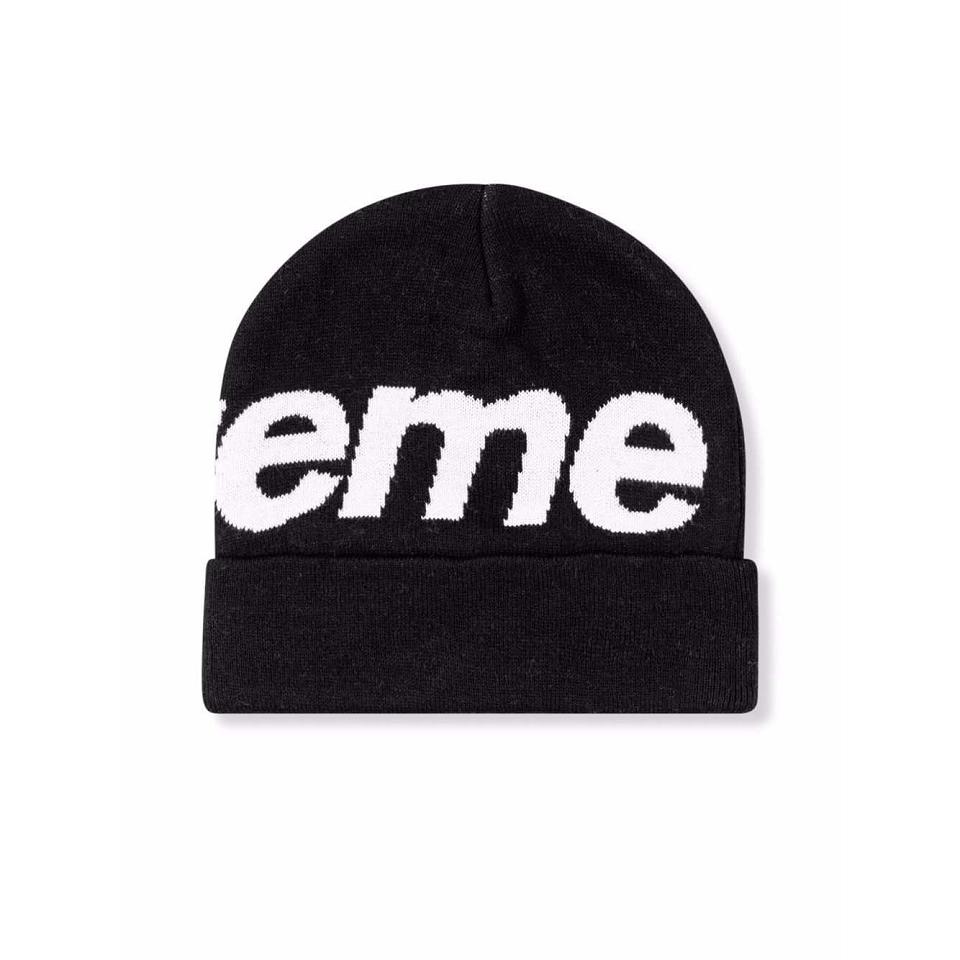 Black Supreme Big Logo Beanie Hats | UK480MA