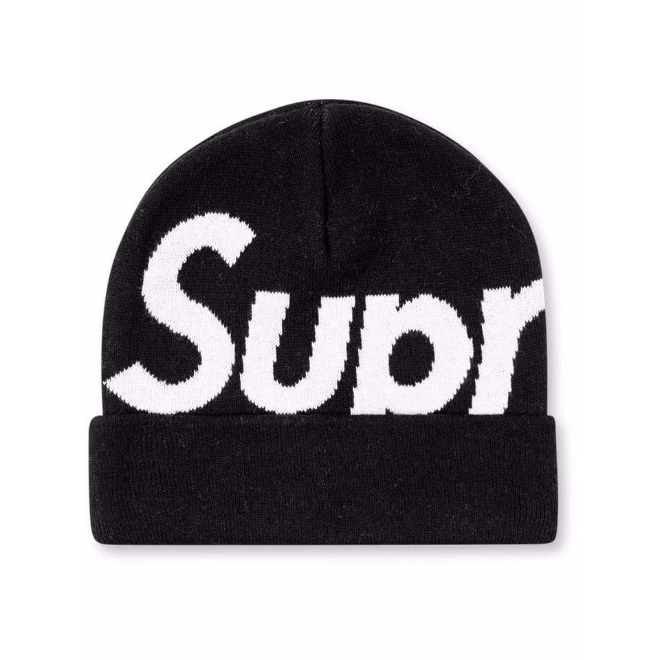 Black Supreme Big Logo Beanie Hats | UK480MA