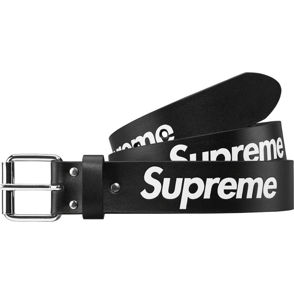 Black Supreme Repeat Leather Belt Belts | UK429QZ