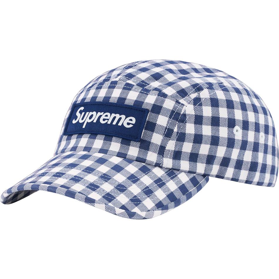 Blue Supreme Gingham Camp Cap Hats | UK476CE