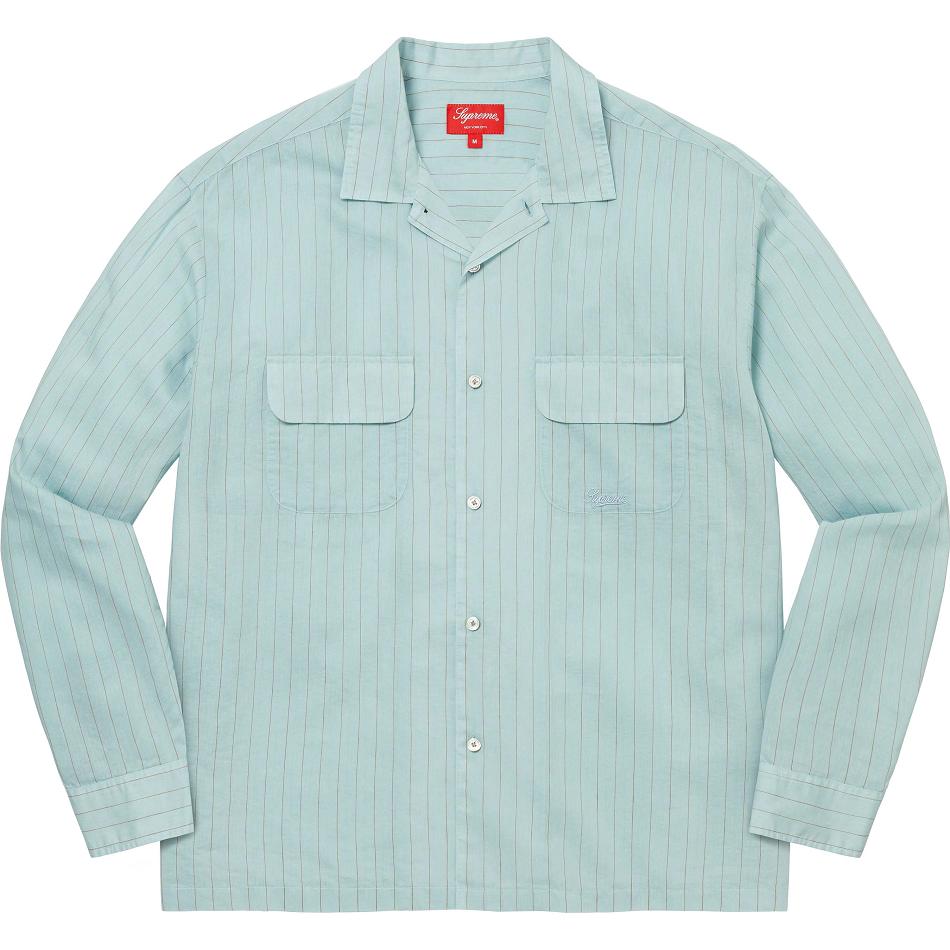 Blue Supreme Pinstripe Linen Shirts | UK218BC