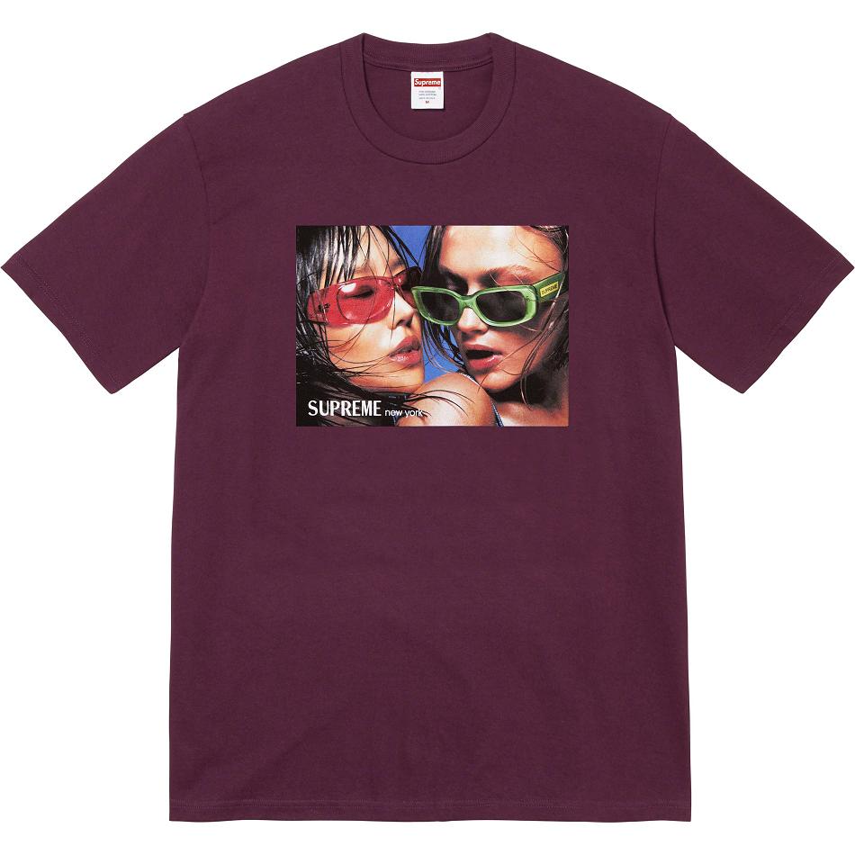 Burgundy Supreme Eyewear Tee T Shirts | UK363DN