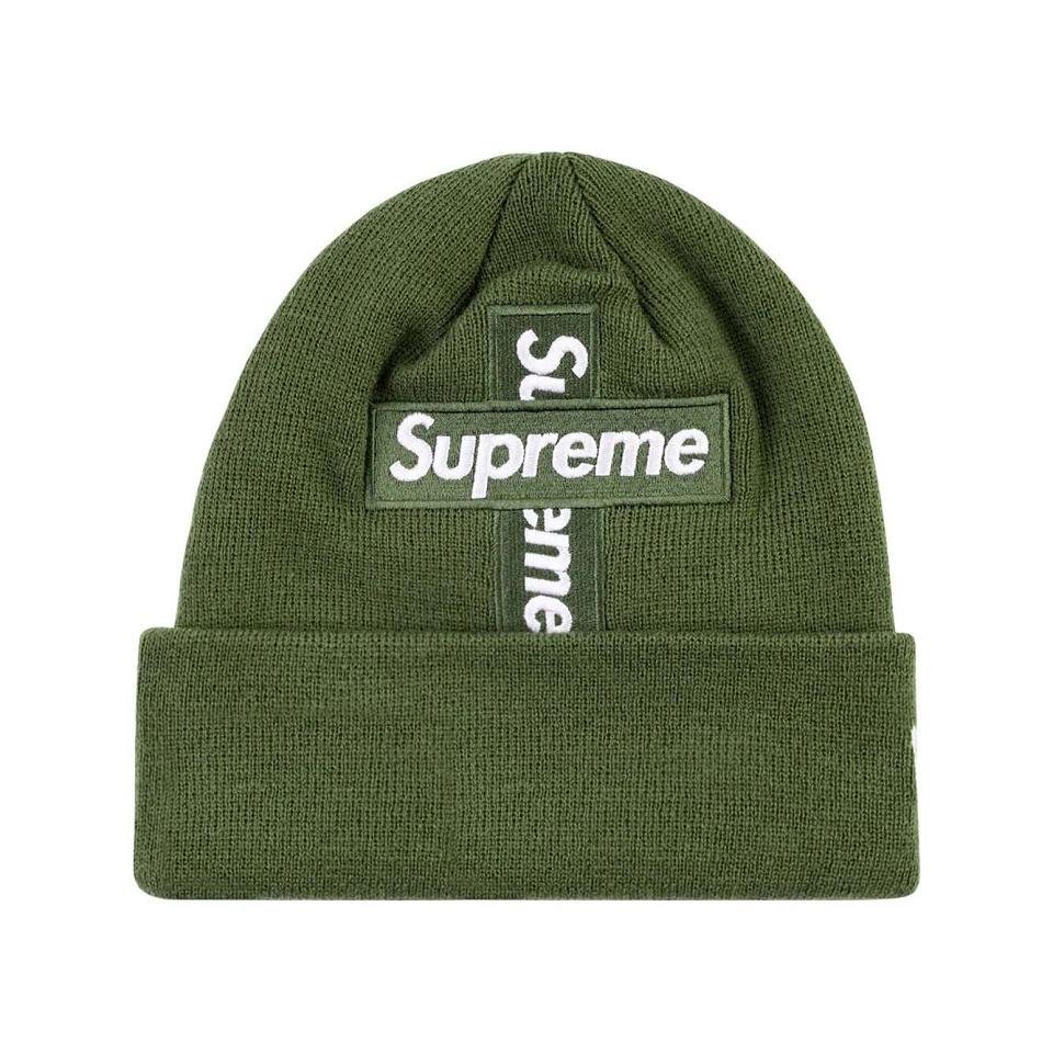 Green Supreme New Era Cross Box-Logo Beanie Hats | UK482WY