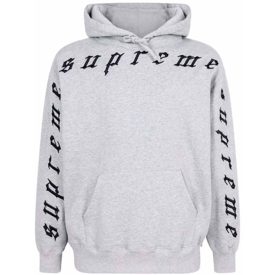 Grey Supreme Logo Hoodie | UK117QZ