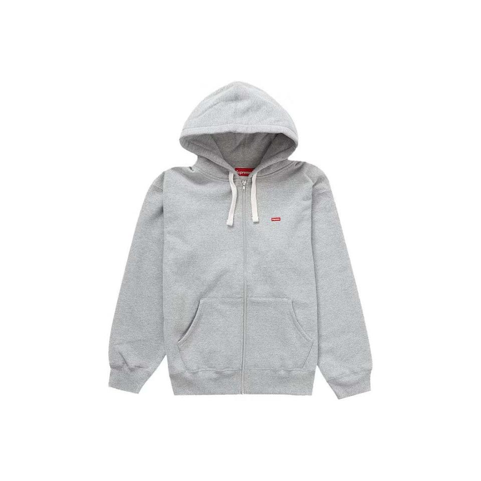 Grey Supreme Small Box Drawcord Zip Up Hooded Sweatshirts | UK332IS