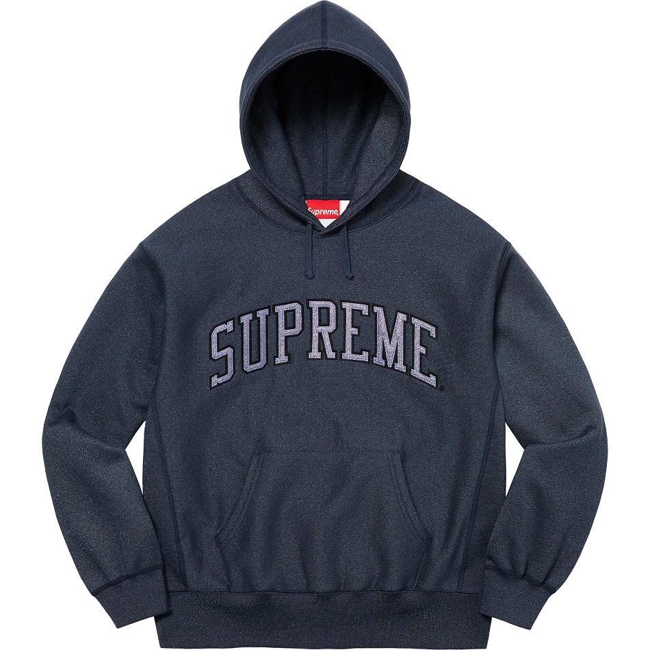 Navy Supreme Glitter Arc Hooded Sweatshirts | UK296BC