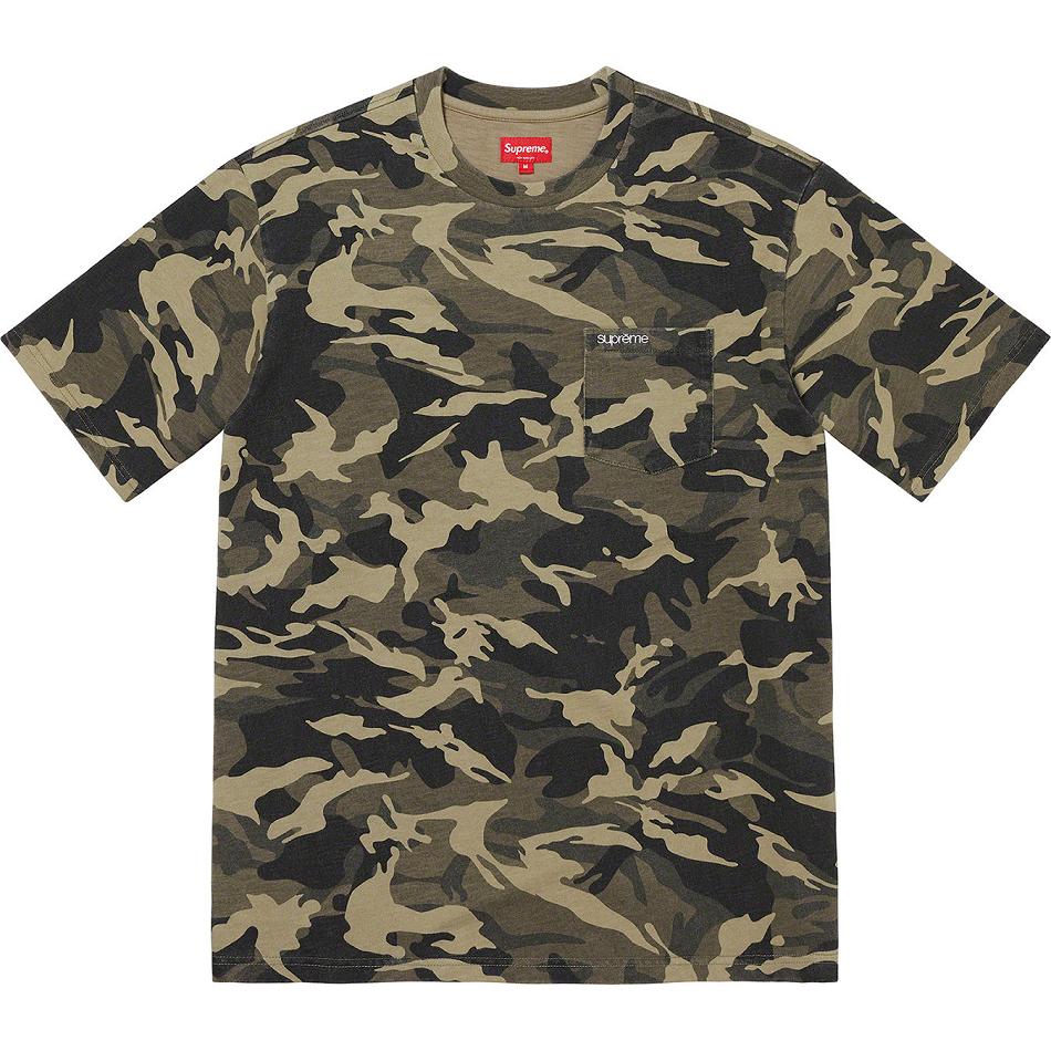 Olive / Camo Supreme S/S Pocket Tee Sweaters | UK268CE