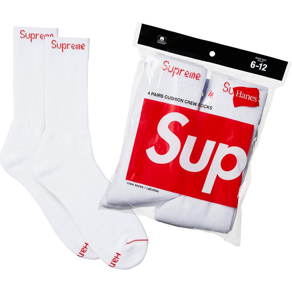 White Supreme Hanes® Crew Socks (4 Pack) Socks | UK487UT