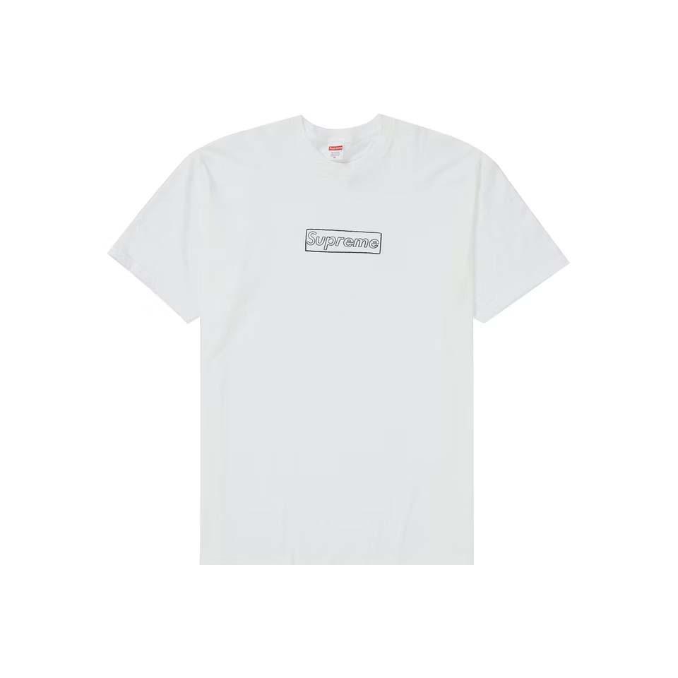 White Supreme Kaws Chalk Logo T Shirts | UK394KI