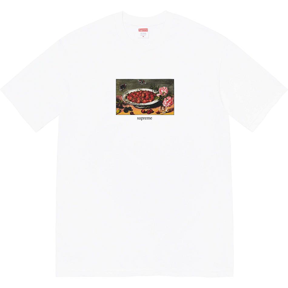 White Supreme Strawberries Tee T Shirts | UK341JJ