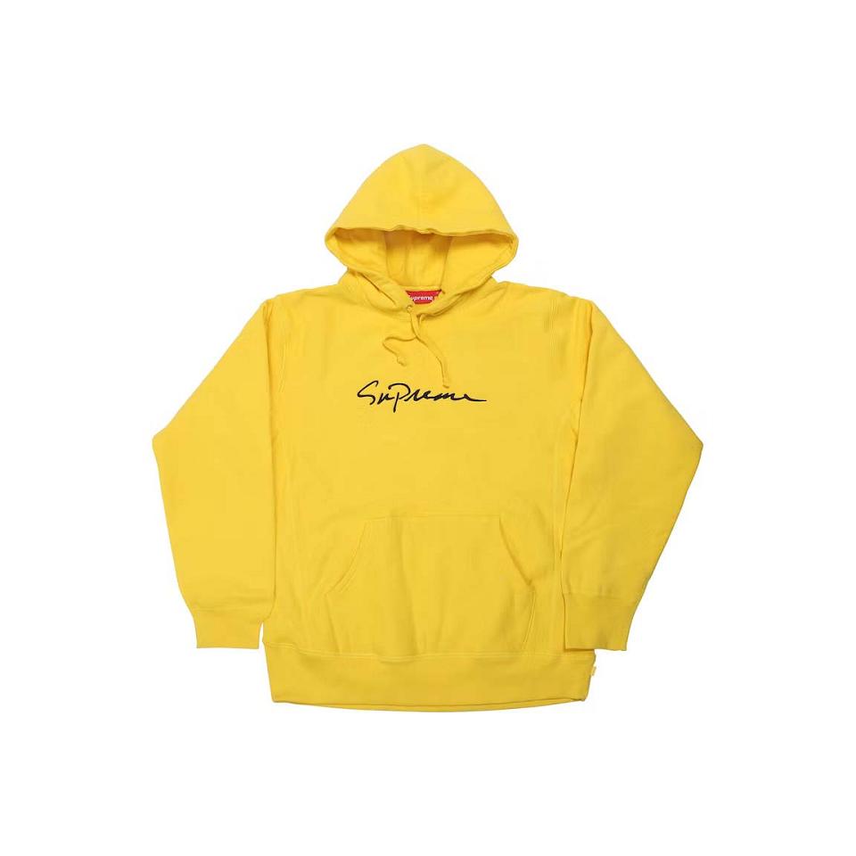 Yellow Supreme Classic Script Hooded Sweatshirts | UK322BC