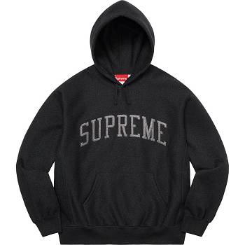 Black Supreme Glitter Arc Hooded Sweatshirts | UK293XF