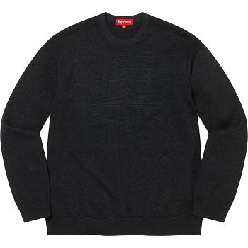 Black Supreme Metallic L/S Top Sweaters | UK258SO
