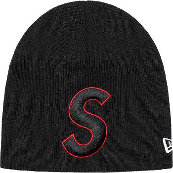 Black Supreme New Era® S Logo Beanie Hats | UK439AP