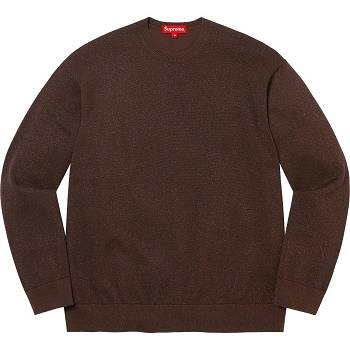 Brown Supreme Metallic L/S Top Sweaters | UK259DN