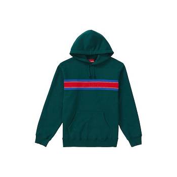 Green Supreme Chest Stripe Logo Hooded Sweatshirts | UK321VD