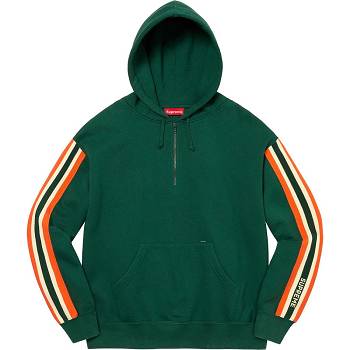 Green Supreme Half Zip Hooded Sweatshirts | UK300WY
