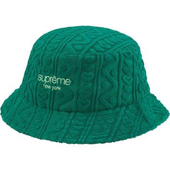 Green Supreme Terry Pattern Crusher Hats | UK449XF