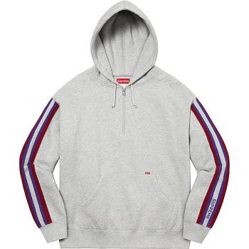 Grey Supreme Half Zip Hooded Sweatshirts | UK299QZ