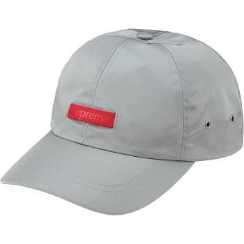 Grey Supreme Leather Patch 6-Panel Hats | UK472KI