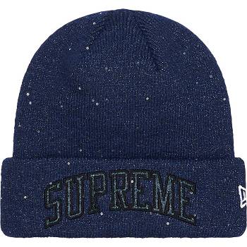 Navy Supreme New Era® Metallic Arc Beanie Hats | UK446KI