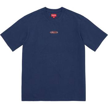 Navy Supreme Oval Logo S/S Top Sweaters | UK253UT