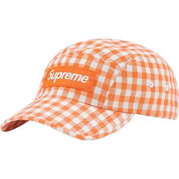 Orange Supreme Gingham Camp Cap Hats | UK473LH