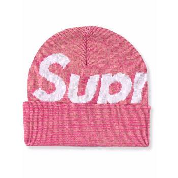 Pink Supreme Big Logo Beanie Hats | UK479NB