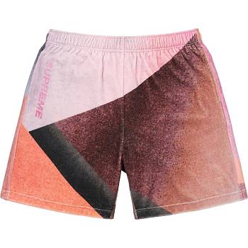 Pink Supreme Geo Velour Shorts | UK227UT