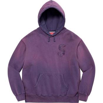 Purple Supreme Overdyed S Logo Hooded Sweatshirts | UK315JJ