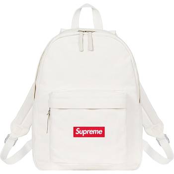 White Supreme Canvas Backpack Bags | UK426BC