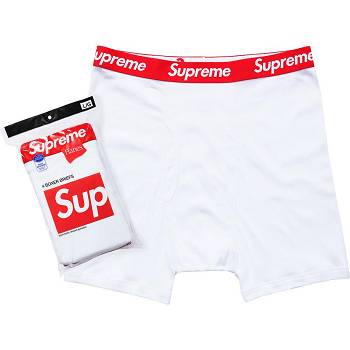 White Supreme Hanes® Boxer Briefs (4 Pack) Underwear | UK490PQ