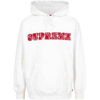 White Supreme Lace Detail Logo Hoodie | UK116MA