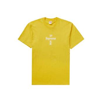 Yellow Supreme Cross Box Logo T Shirts | UK390FM